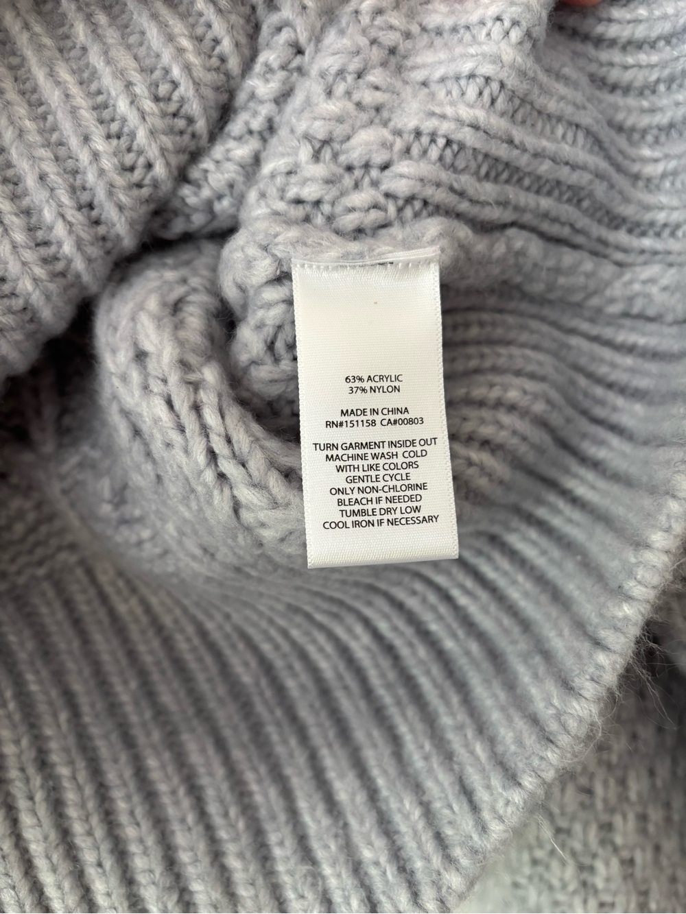 525 America Light Gray/ Baby Blue Cable Knit Mock Neck Sweater Size L - Picture 4 of 7